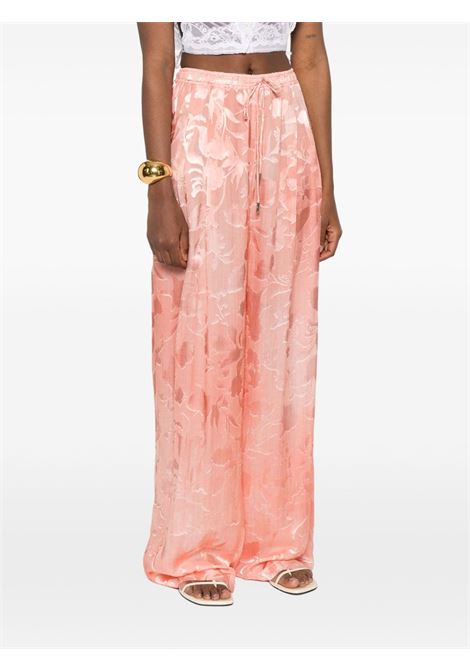 Salmon pink floral-jacquard trousers Ermanno Scervino - women ERMANNO SCERVINO | D462P706FDYSHS4689